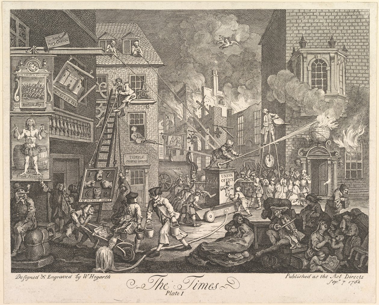 The Times, lámina 1 de William Hogarth