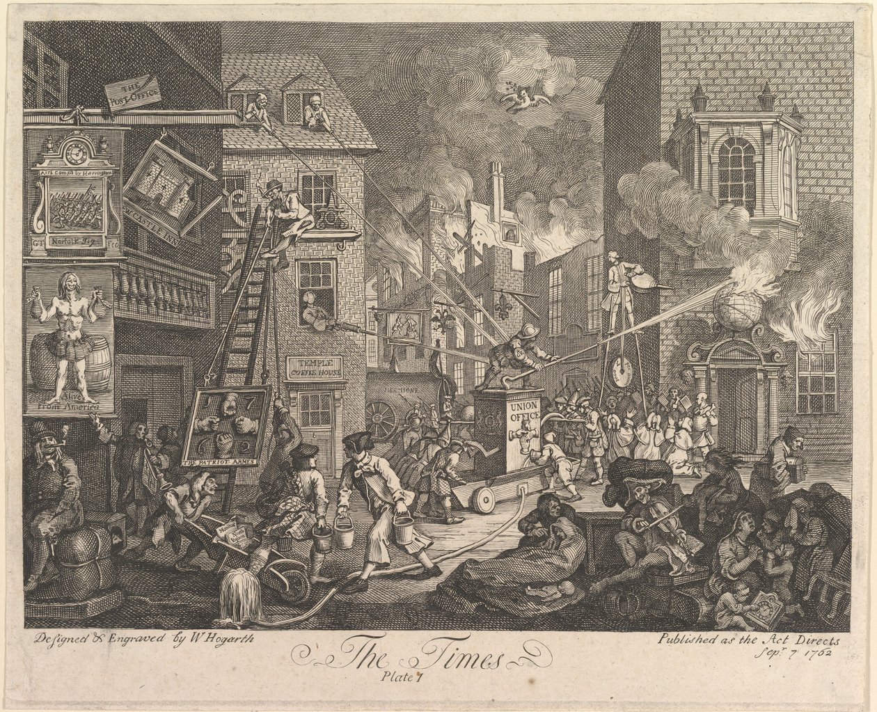 The Times, lámina 1 de William Hogarth