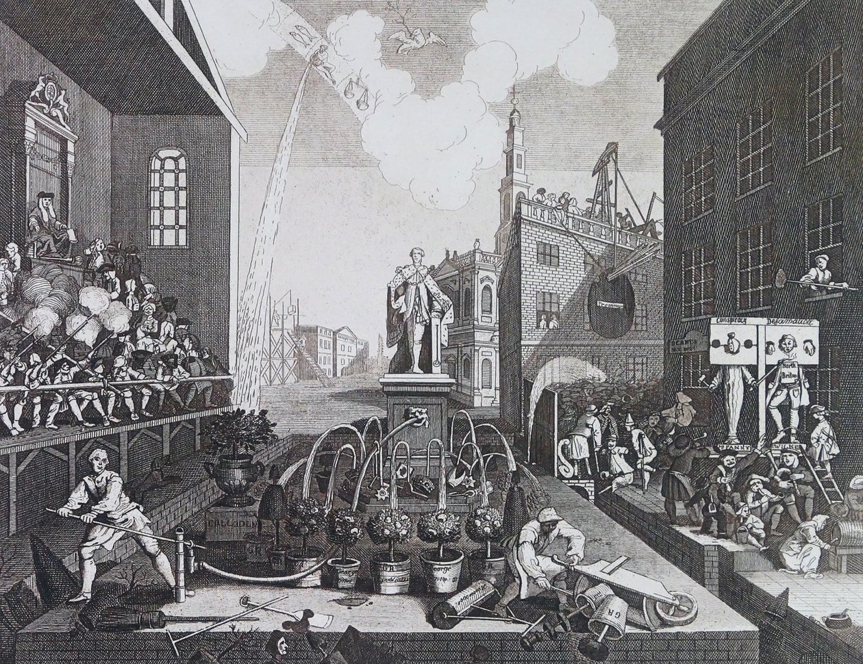 Dos criminales en un cepo en Londres de William Hogarth