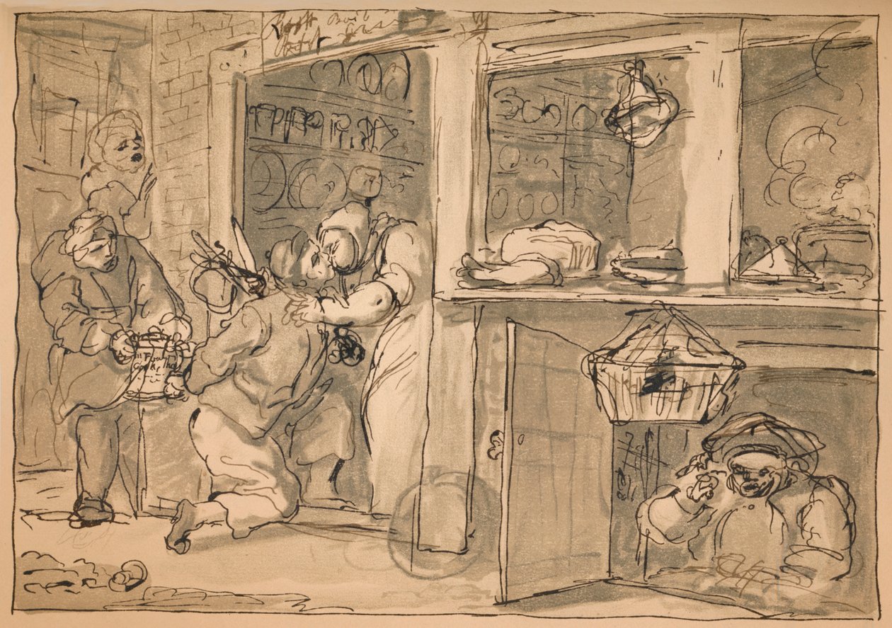 Dibujo no utilizado para Industria y Ociosidad de William Hogarth