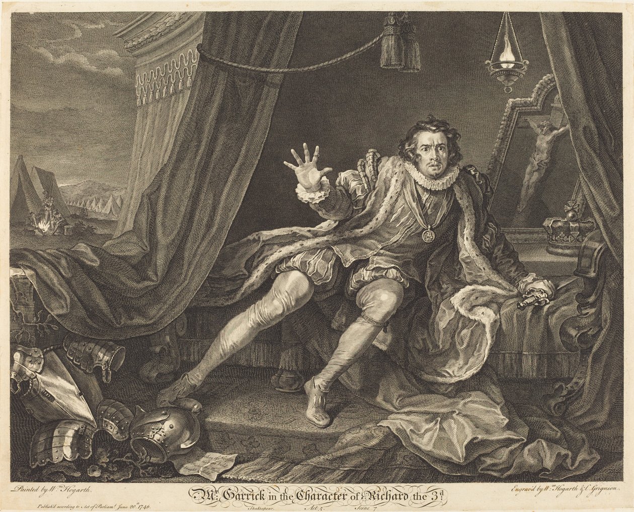 Garrick en el Papel de Ricardo III de William Hogarth and Charles Grignion