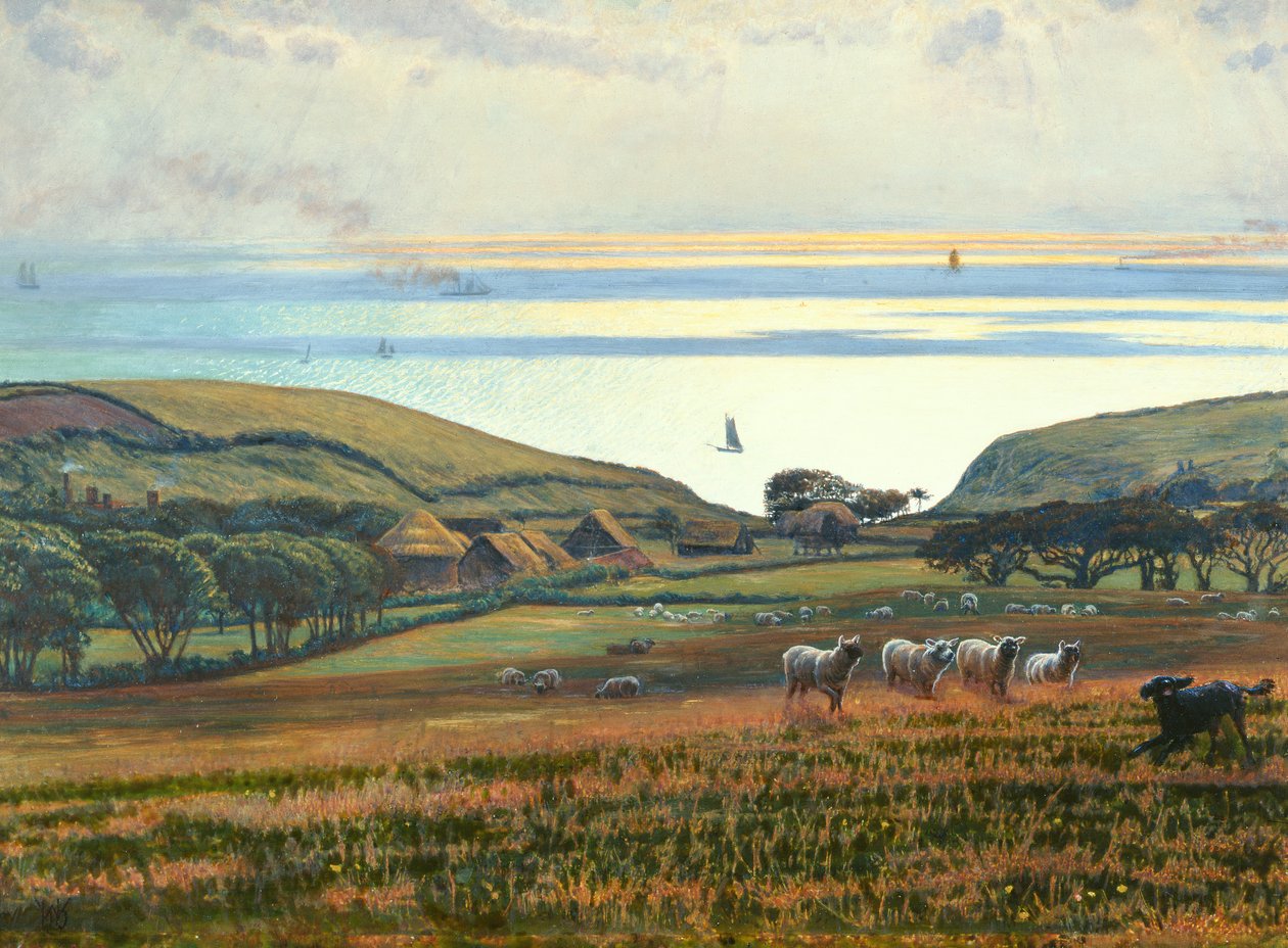 Fairlight Downs, luz del sol en el mar de William Holman Hunt