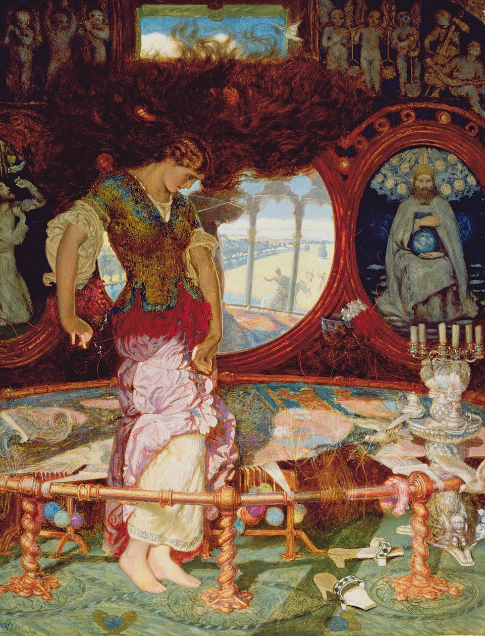 La dama de Shalott, c.1886-1905 (óleo sobre tabla) (véase también 495754) de William Holman Hunt