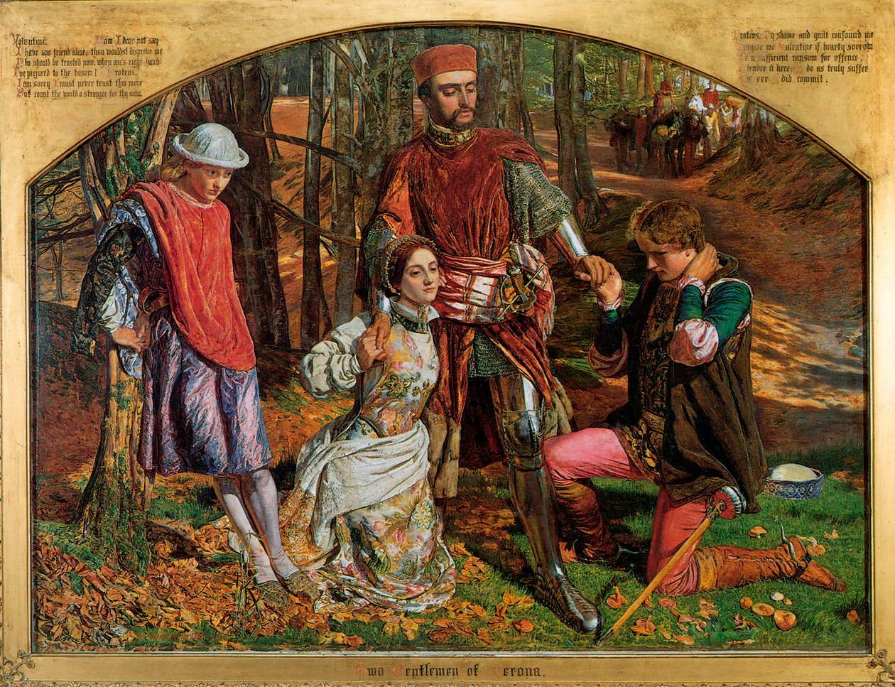 Valentín rescatando a Silvia de Proteo de William Holman Hunt