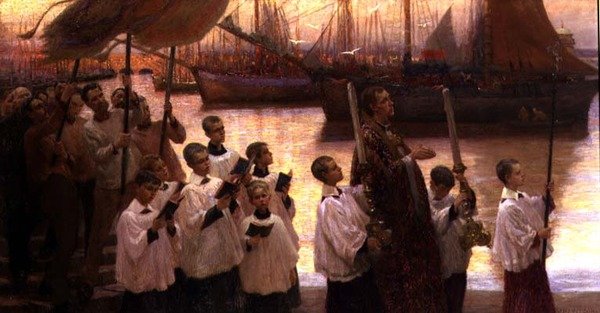 La iglesia en Cornualles: Una procesión del Día de Rogativas de William Holt Yates Titcomb