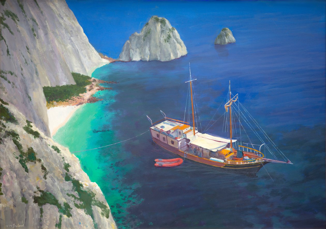 Goleta griega (óleo sobre tabla) de William Ireland