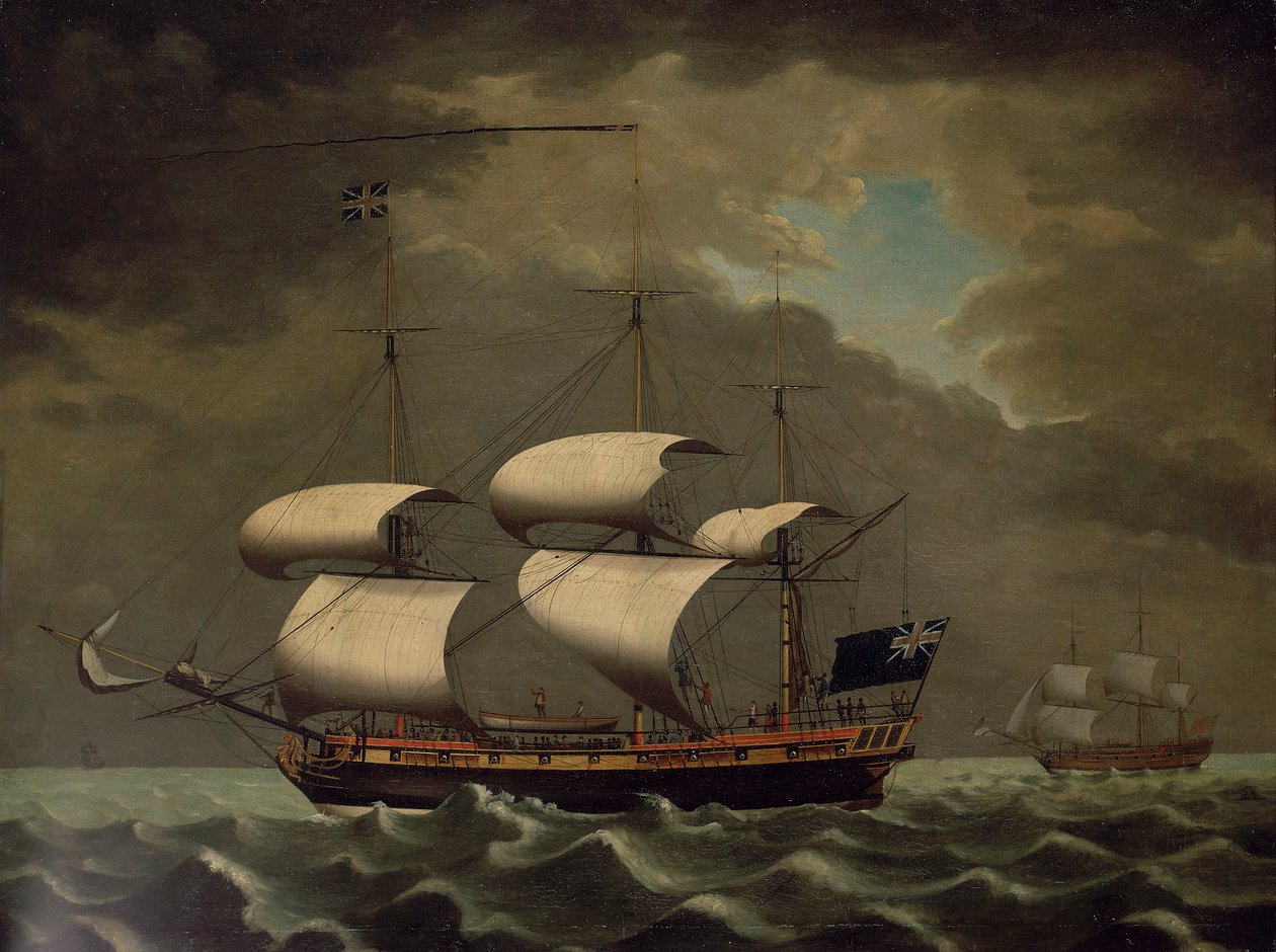 Barco de esclavos, c.1780 (óleo sobre lienzo) de William Jackson
