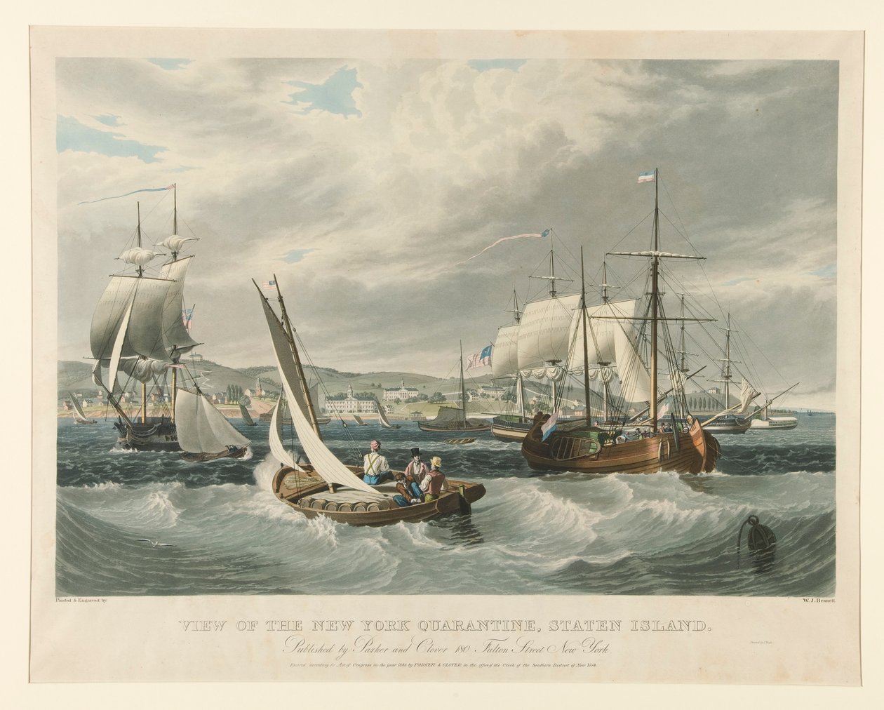 Vista de la cuarentena de Nueva York, Staten Island. de William James Bennett