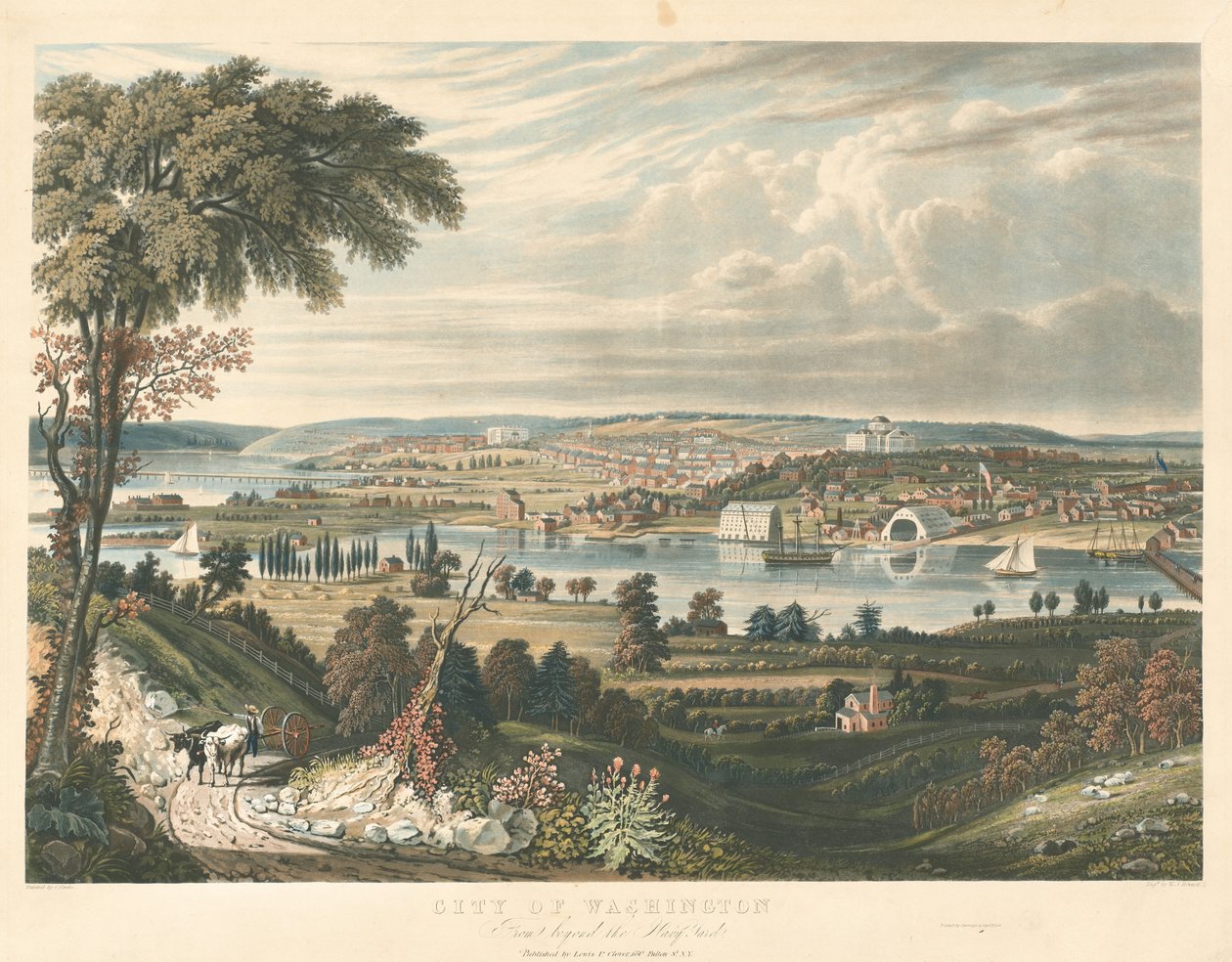 Ciudad de Washington: Desde más allá de los astilleros navales de William James Bennett after George Cooke
