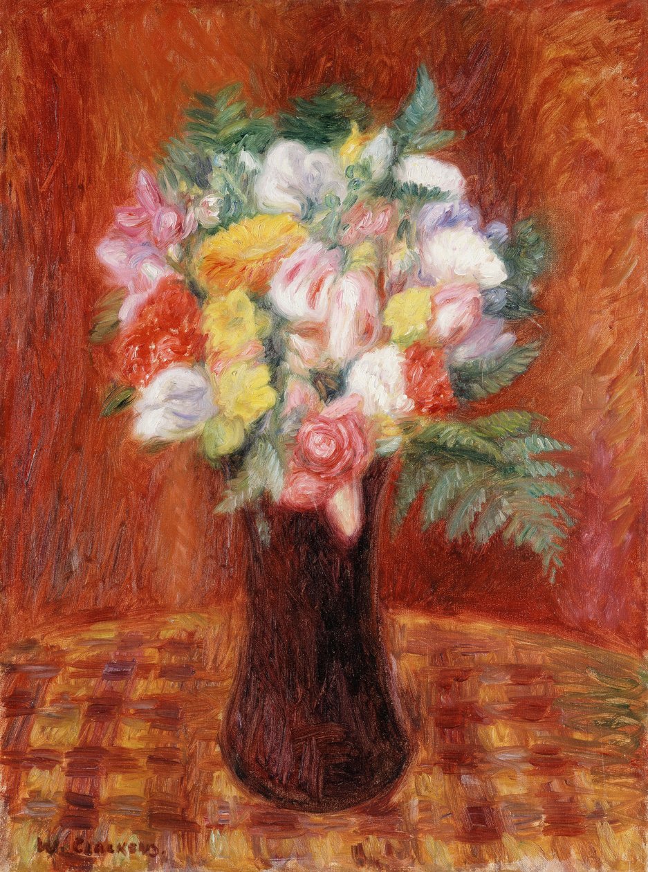 Ramo en jarrón púrpura de William James Glackens
