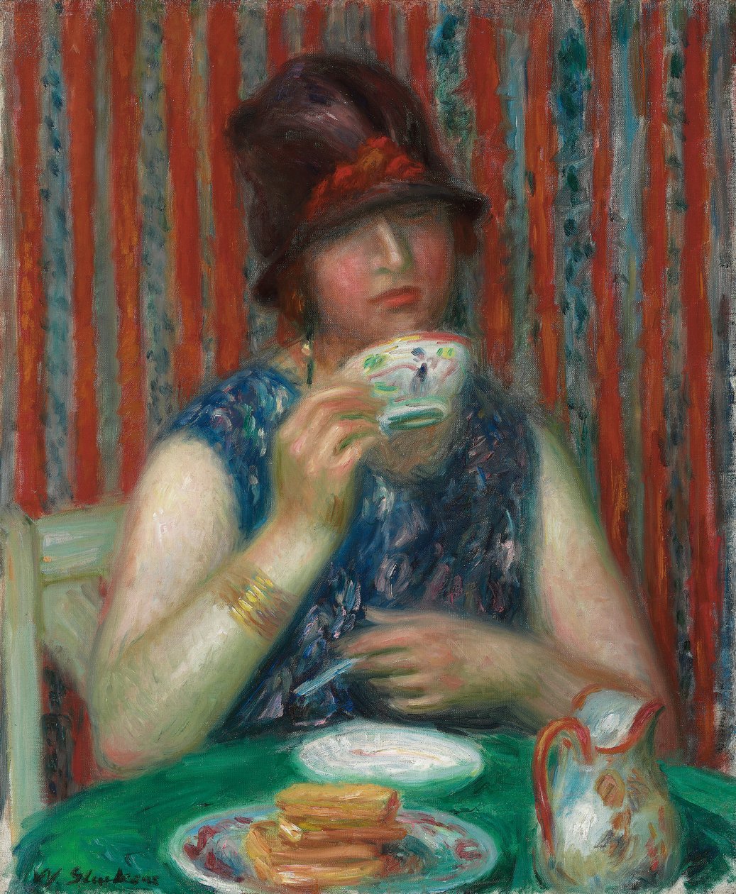Niña con taza de té, c.1920 de William James Glackens