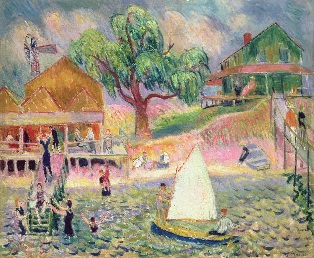 La cabaña verde de la playa, Belport, Long Island de William James Glackens