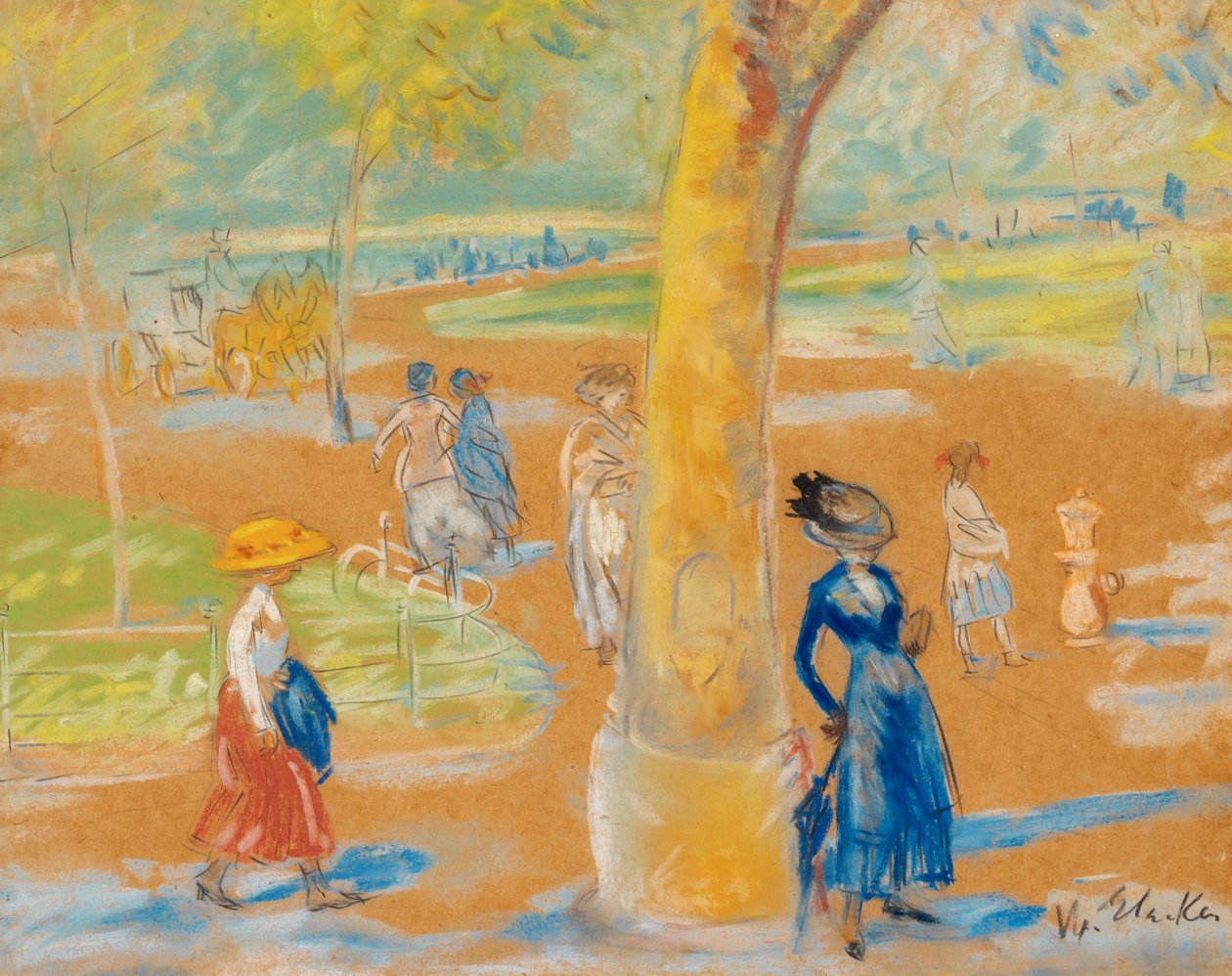 Mujer con paraguas, Washington Square de William James Glackens
