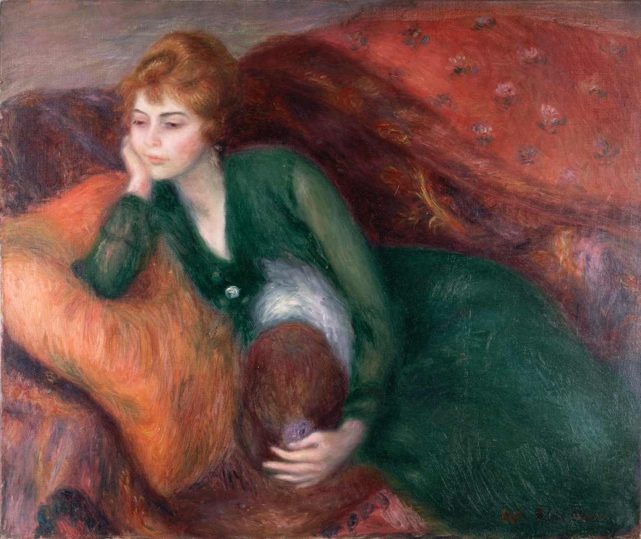 Joven vestida de verde, c.1915 (óleo sobre lienzo) de William James Glackens