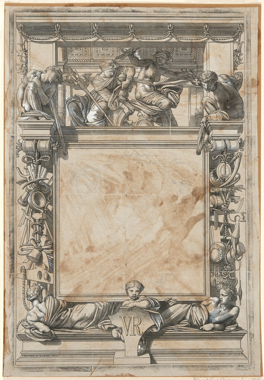 Diseño para el Certificado de Premio Mención de Honor de la Exposición Internacional de Londres de 1862 de William James Linton