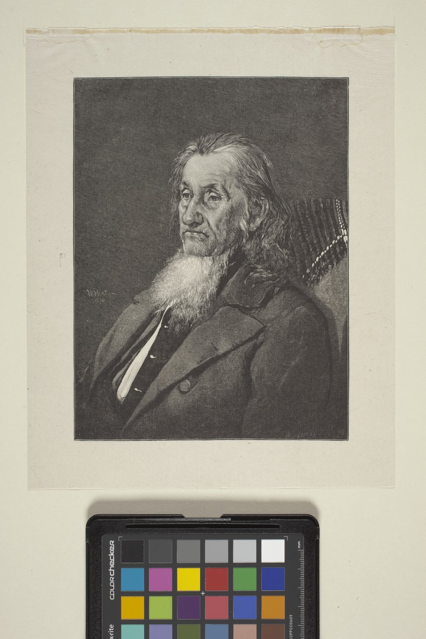 Retrato de Allan Wardner (tinta, pluma, lápiz) de William James Linton