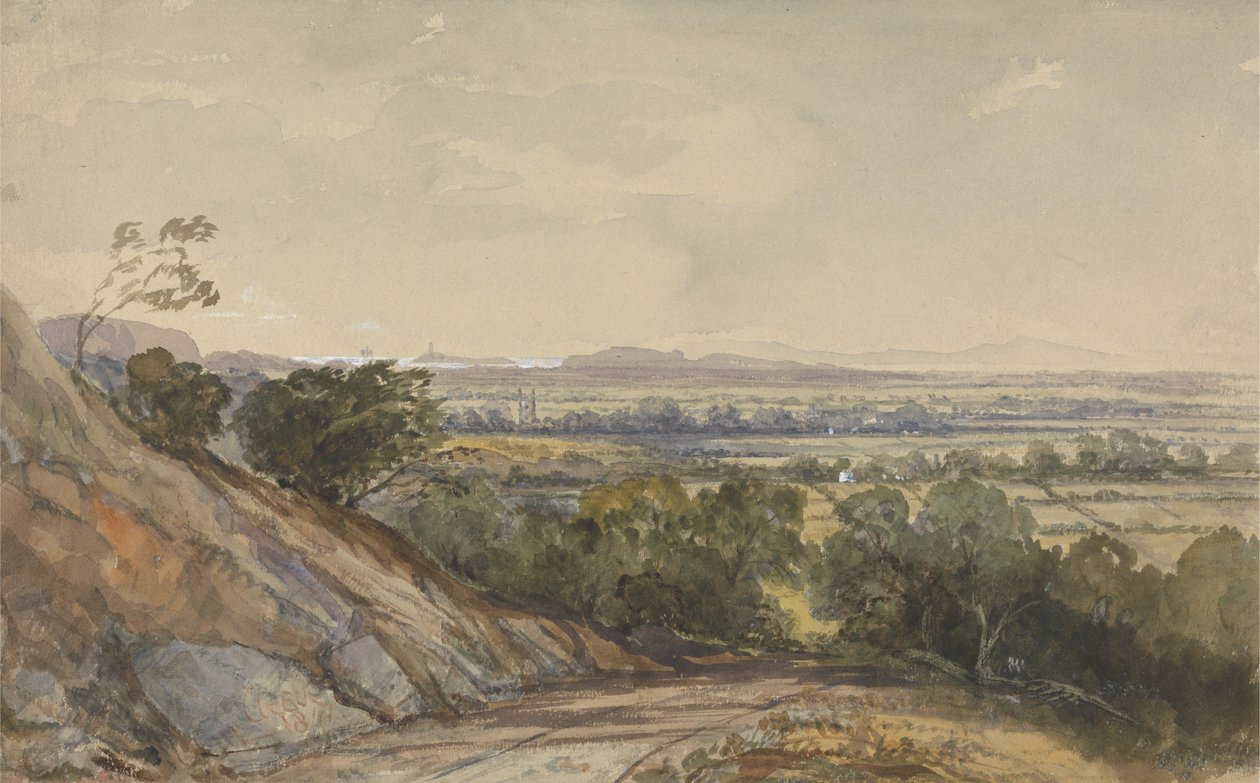 Cleeve, Somerset, con la bahía de Bridgewater a lo lejos de William James Muller
