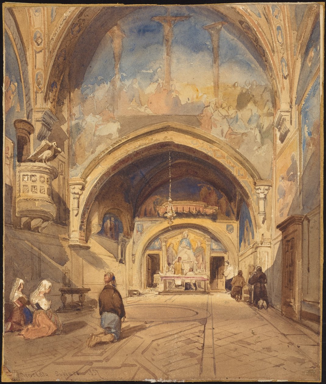 Interior de la iglesia de San Benedetto, Subiaco de William James Muller