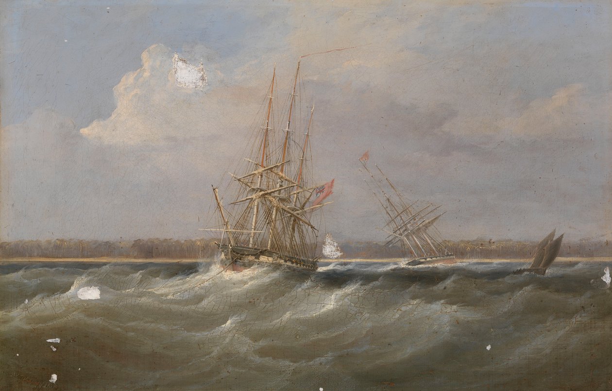 El clíper de opio "Sylph" salvado por el balandro "Clive", c.1835 (pintura al óleo) de William John Huggins