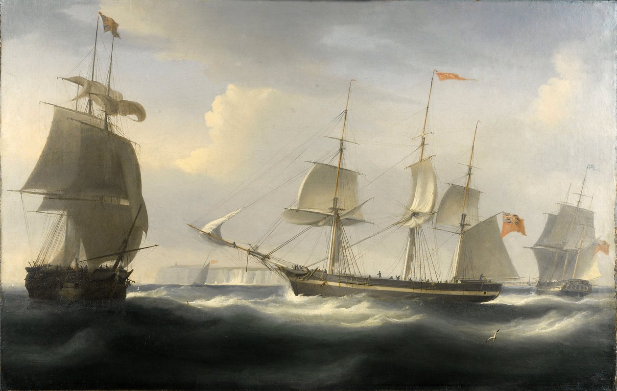 El buque "Delaford", construido en el Támesis en 1788 para el comercio entre Londres (Inglaterra) y las Indias Orientales. Óleo sobre lienzo, hacia 1830, de William John Huggins (1781-1845). de William John Huggins