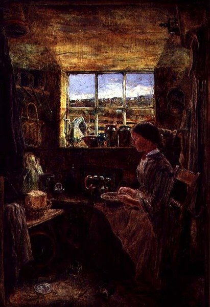 Pelando Patatas en una Cocina de Cabaña de William Joseph J.C. Bond