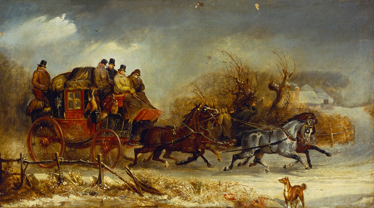 Escena de Carruajes - A través de las Cuatro Estaciones: Invierno de William Joseph Shayer