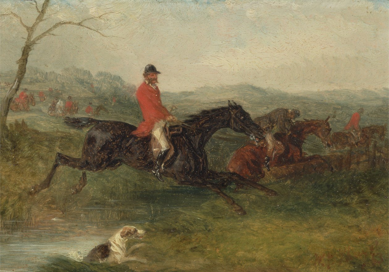 Caza de zorros: Cruzando un arroyo de William Joseph Shayer