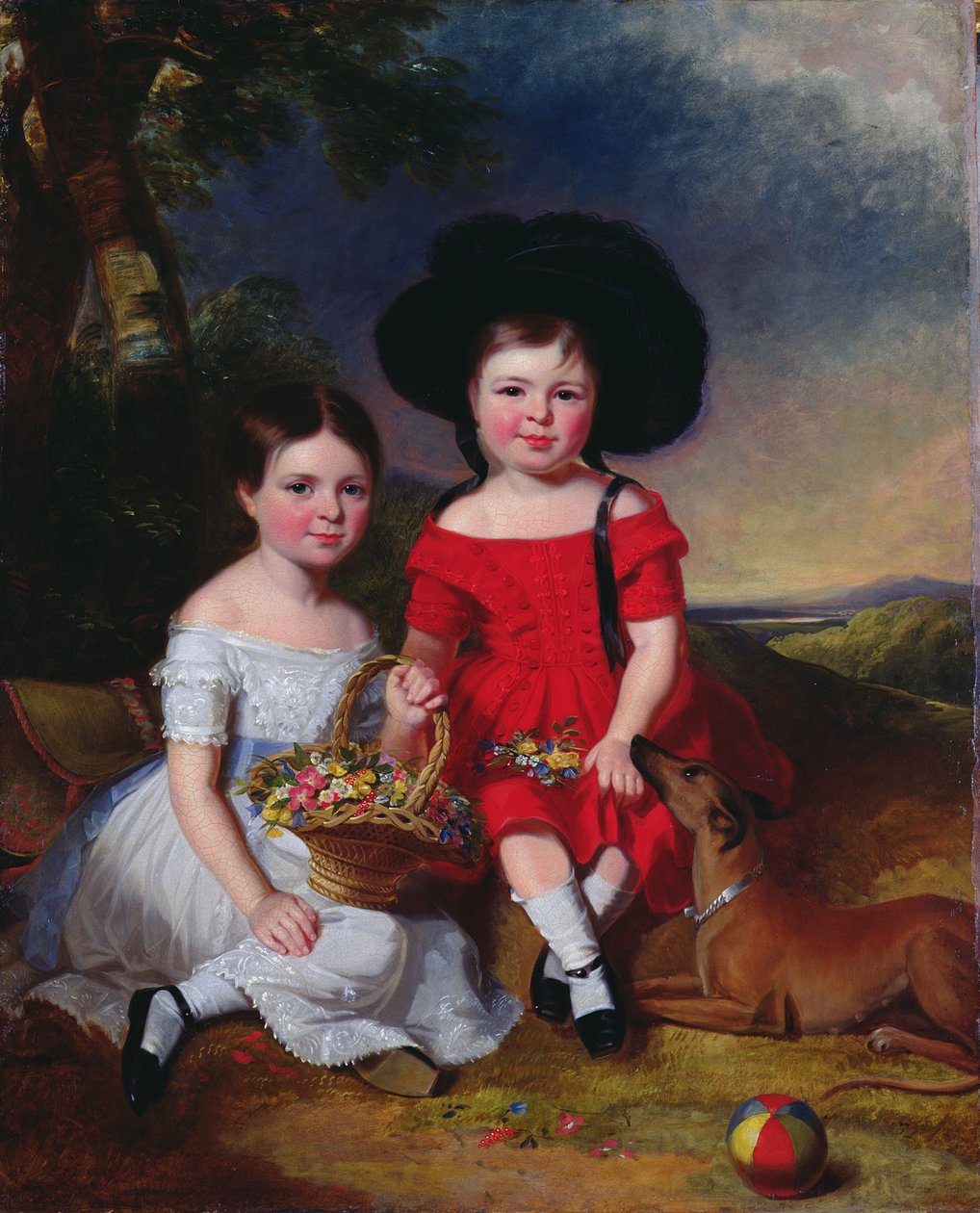 Annie y John Edward, hijos de Thomas Rhodes de Leeds de William Keighley Briggs