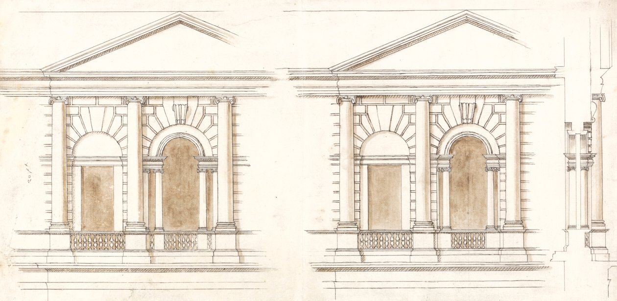 El Tesoro, Whitehall, Londres: Alzados alternativos de la fachada de William Kent
