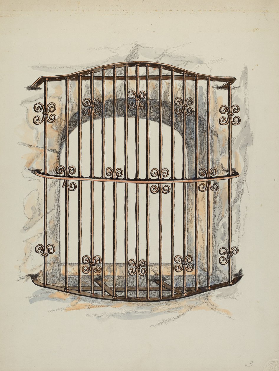 Reja de Hierro en Ventana una Restauración, c. 1941 de William Kieckhofel