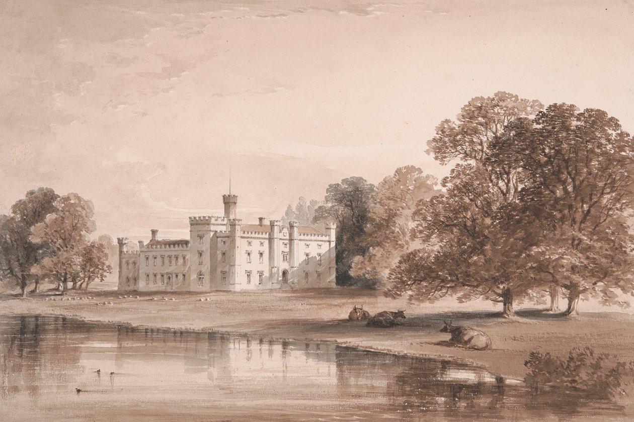 Chiddingstone Place, vista desde el lago de William Knight