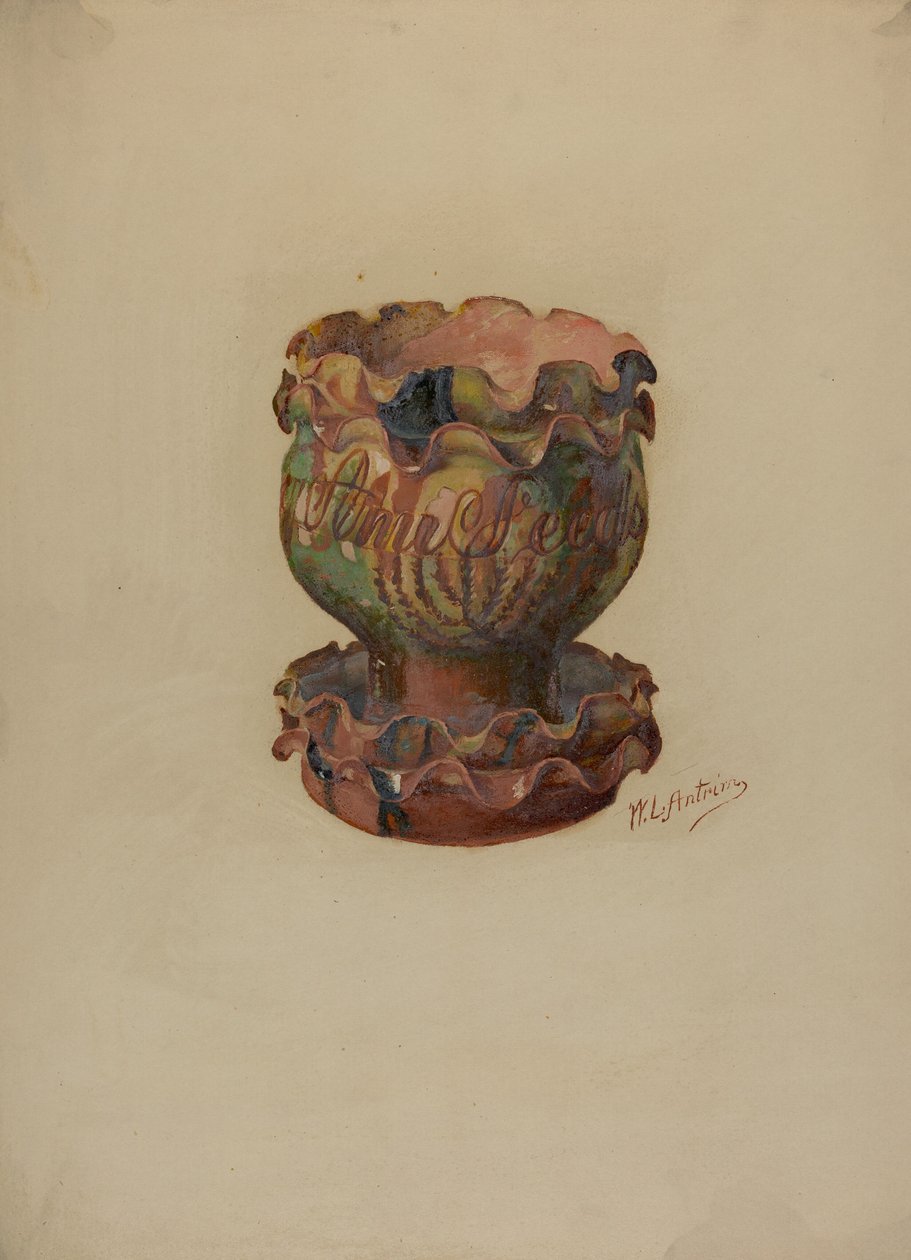 Maceta y bandeja alemanas de Pensilvania, c. 1936 de William L Antrim