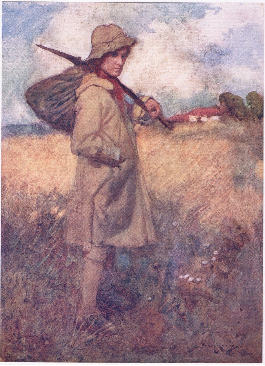 Hubo un tiempo, antes de que comenzara el dolor de Inglaterra, en que cada terrón de tierra mantenía a su hombre (litografía en color). de William Lee Hankey