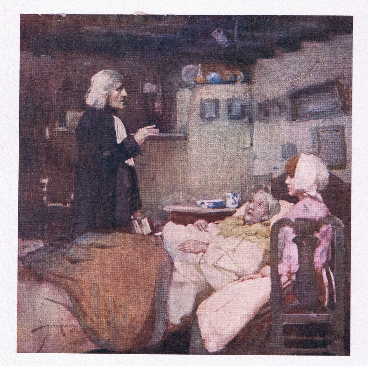 Pero en su deber, presto a toda llamada, velaba y lloraba, rezaba y sentía por todos (litografía en color) de William Lee Hankey
