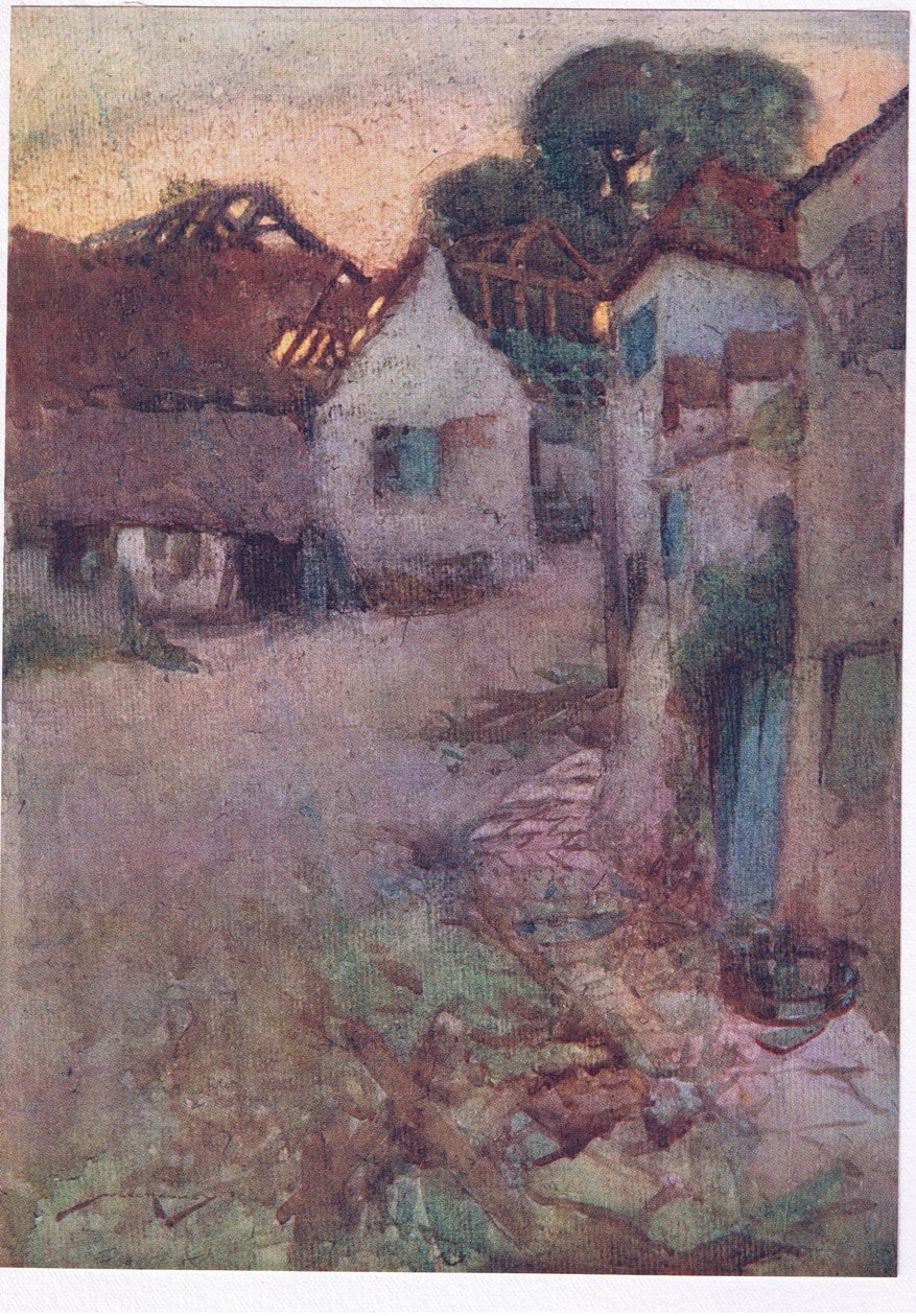 Hundidas están tus hondonadas, en ruinas sin forma, y la larga hierba cubre el muro enmohecido (litografía en color). de William Lee Hankey