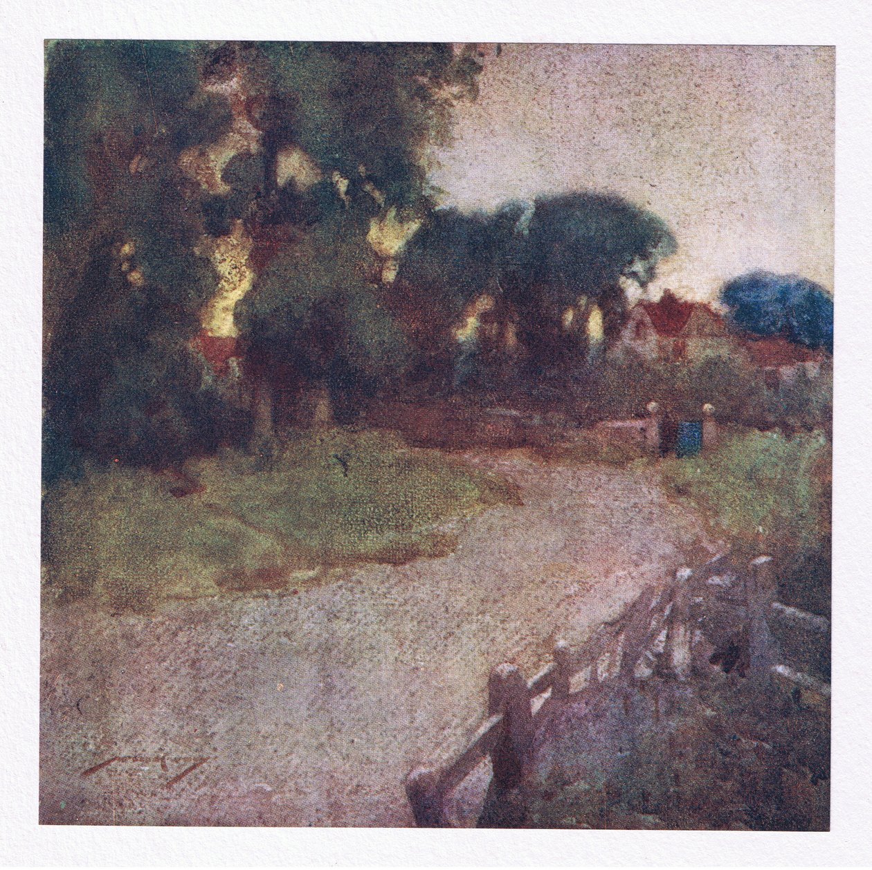 Allí donde unos pocos arbustos arrancados el lugar revelan, los predicadores del pueblo modesta mansión se levantó (litografía en color) de William Lee Hankey