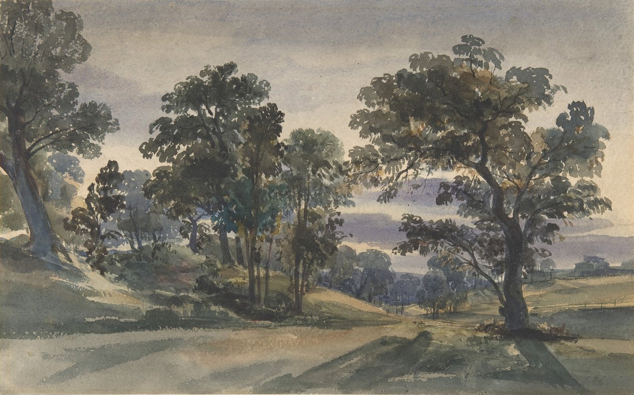 Vista de un parque al anochecer de William Leighton Leitch