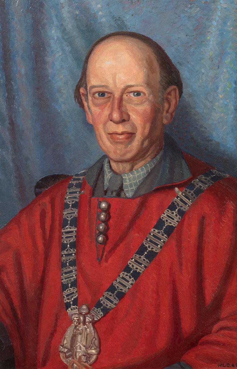 Percy John Delf Smith (1882-1948) artista y maestro del gremio de trabajadores del arte en 1941 (óleo sobre lienzo) de William Lionel Clause