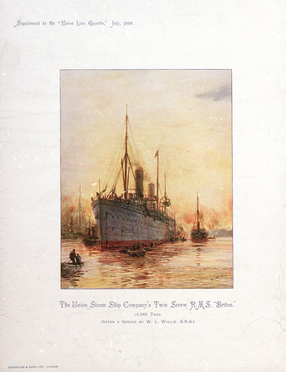 RMS "Briton", finales del siglo XIX-principios del XX (cromolitografía) de William Lionel Wyllie