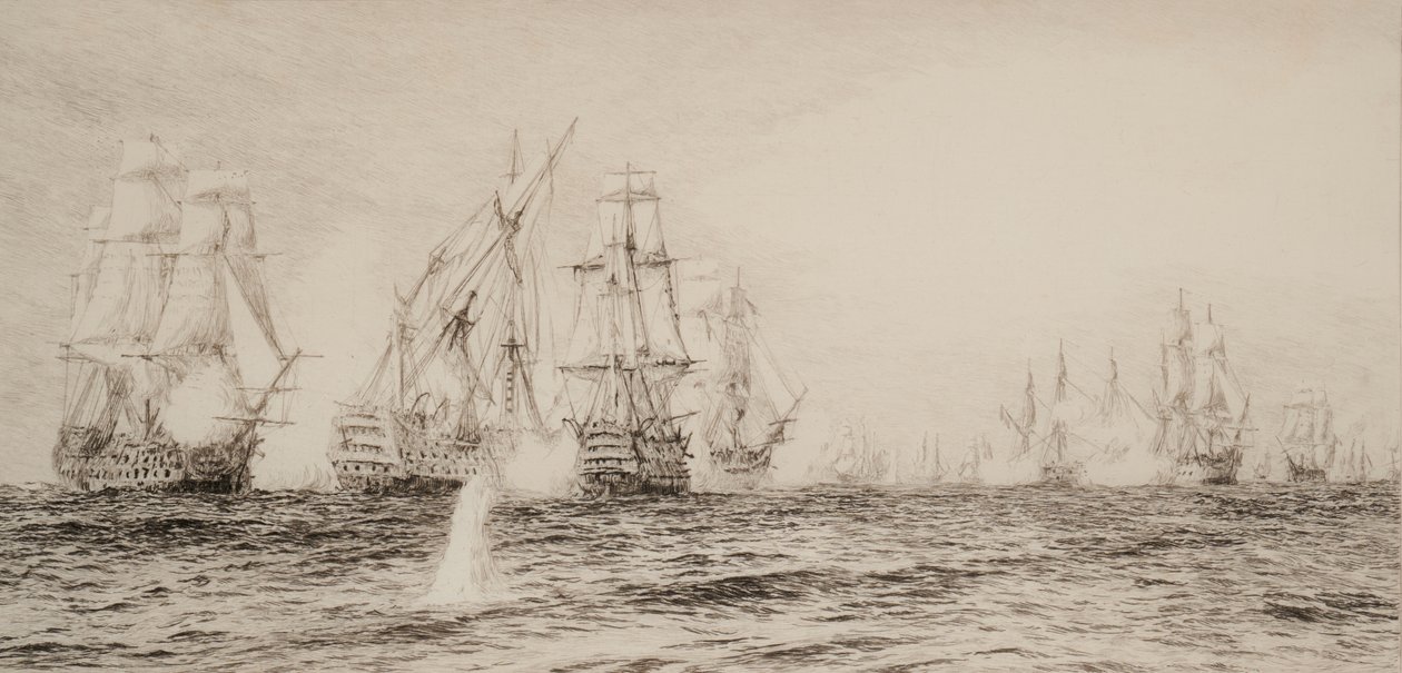 Barcos de cuatro mástiles, que se enfrentan en la batalla de William Lionel Wyllie