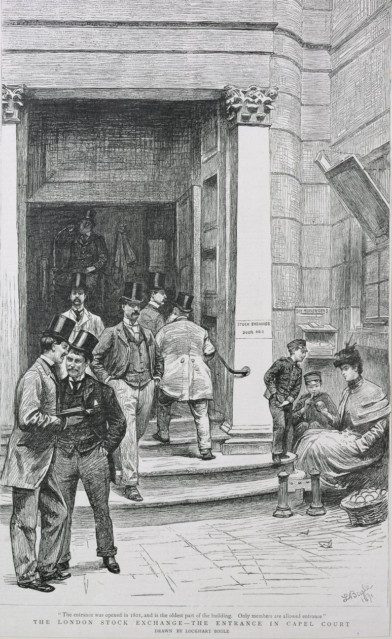 Entrada de la Bolsa de Valores en Capel Court, 1891 de William Lockhart Bogle