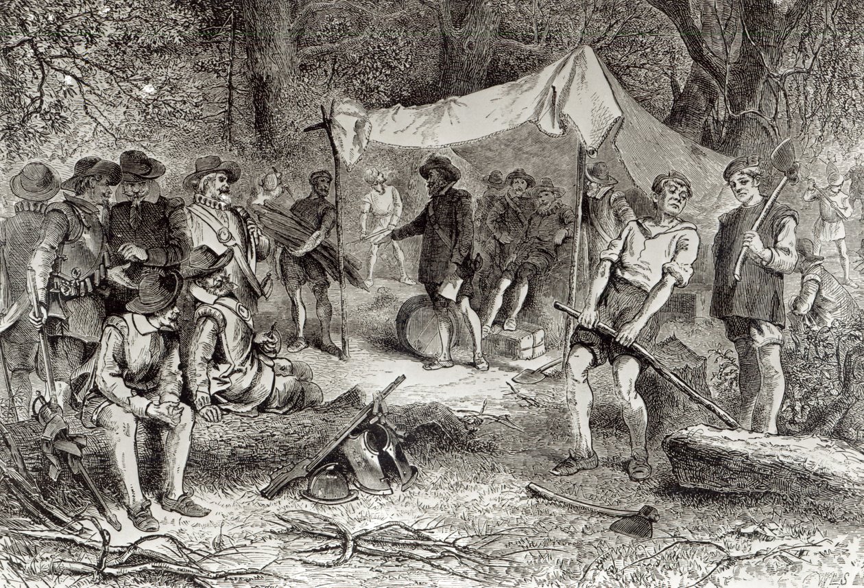 El primer día en Jamestown, 14 de mayo de 1607, de 
