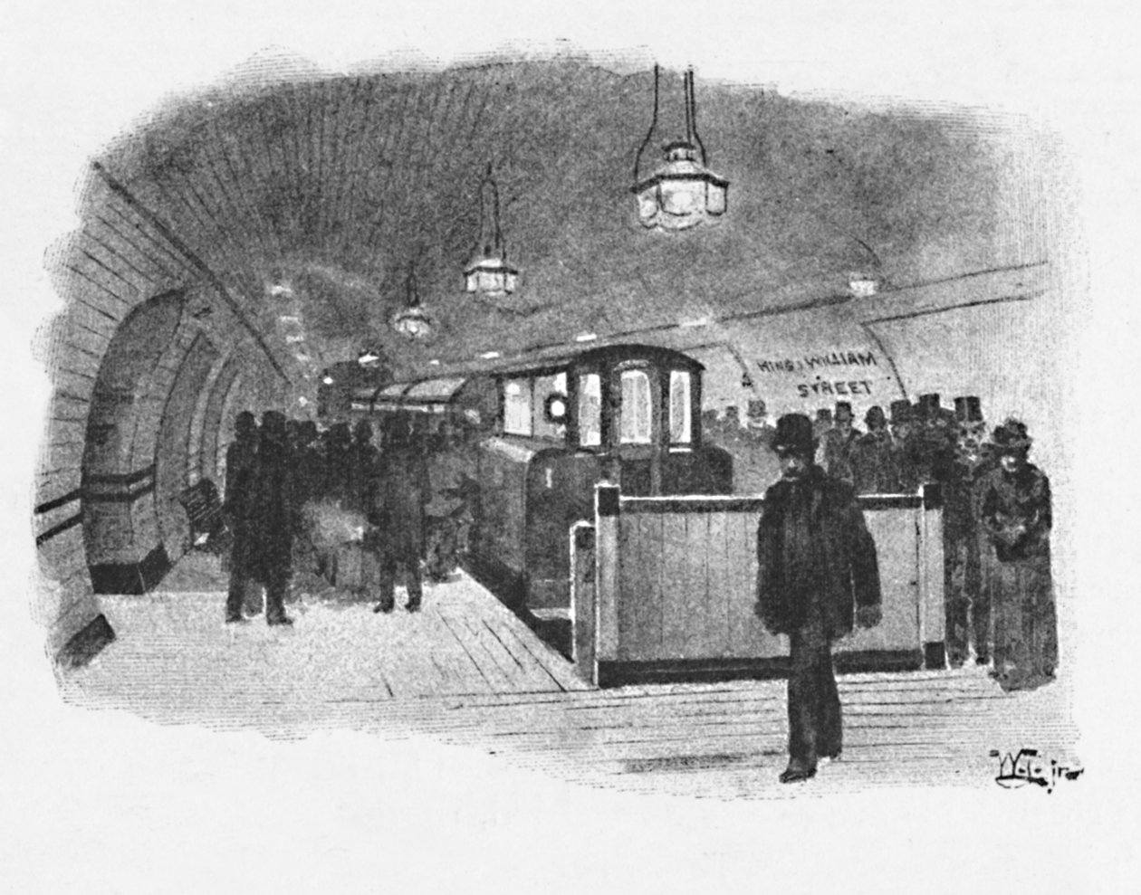 Estación de Ferrocarril Eléctrico Ciudad y Sur de Londres, King William Street, 1891 de William Luker