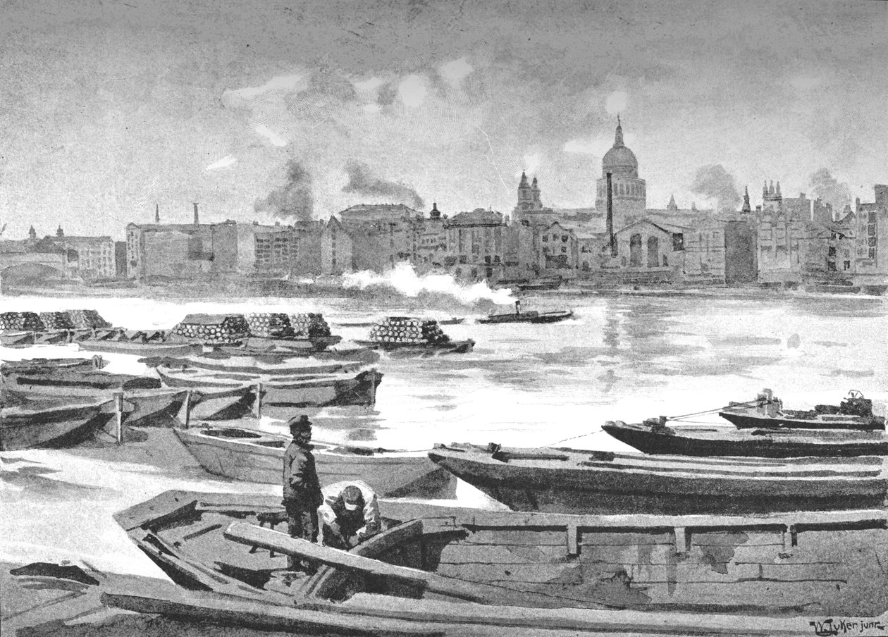 Catedral de San Pablo desde la orilla sur del río, 1891 de William Luker