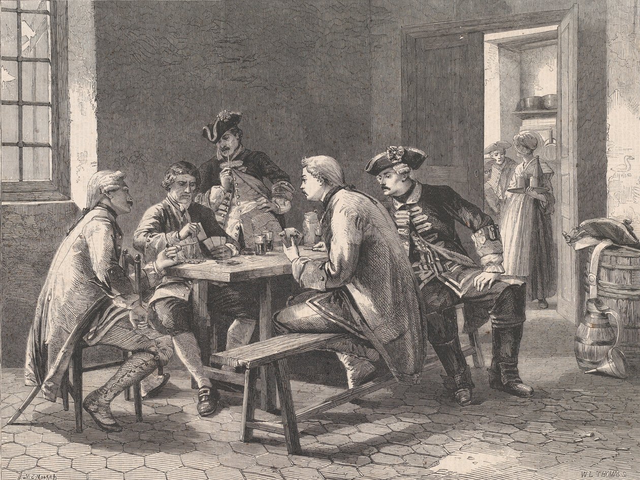Soldados jugando a las cartas, de Illustrated London News, 4 de mayo de 1861 de William Luson Thomas