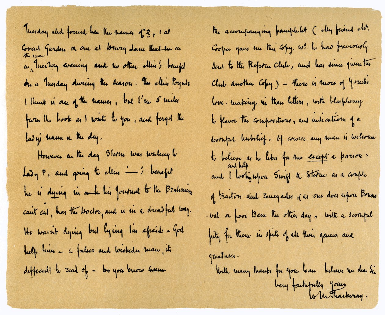 Carta de William Makepeace Thackeray a TW Gibbs, 12 de septiembre de 1851 de William Makepeace Thackeray