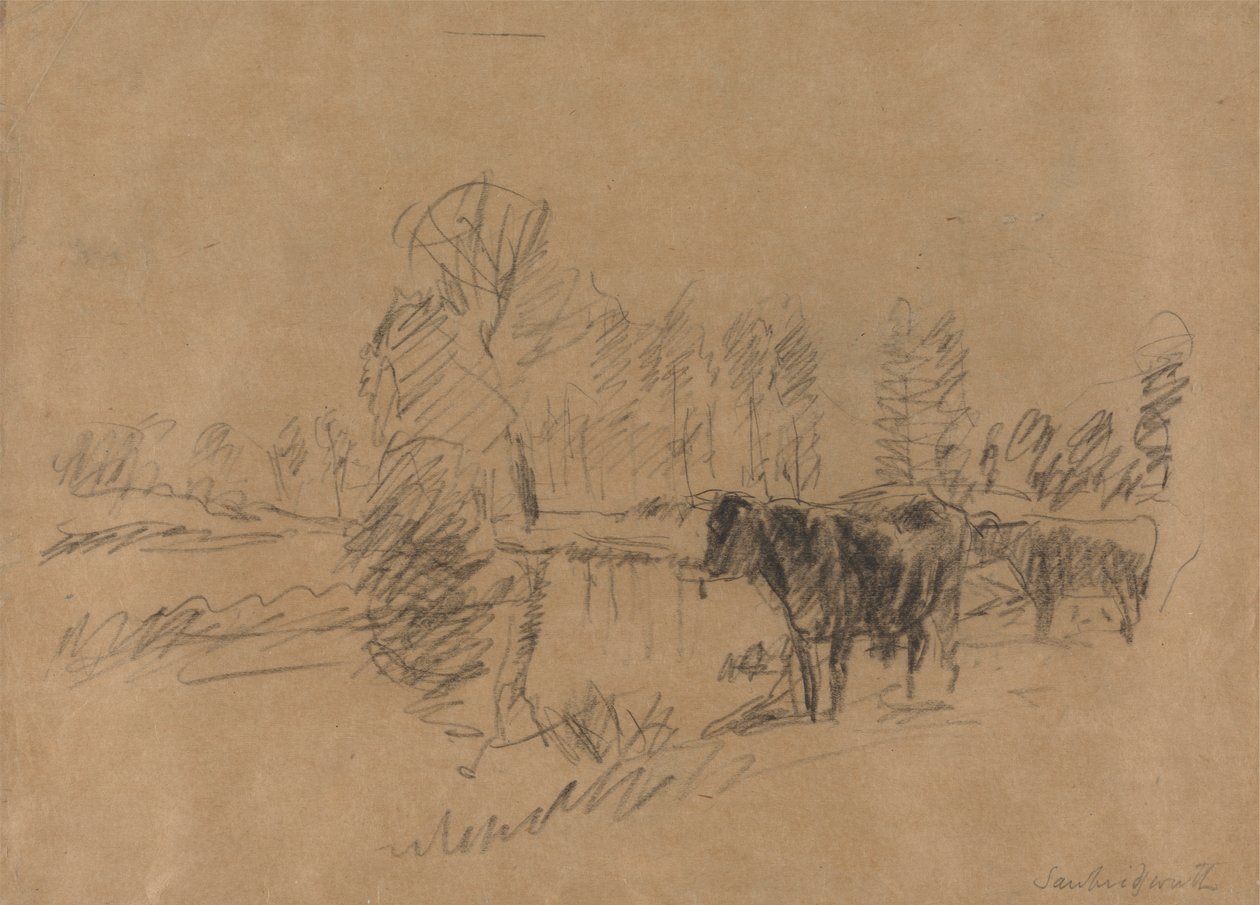Ganado en un paisaje de William Mark Fisher