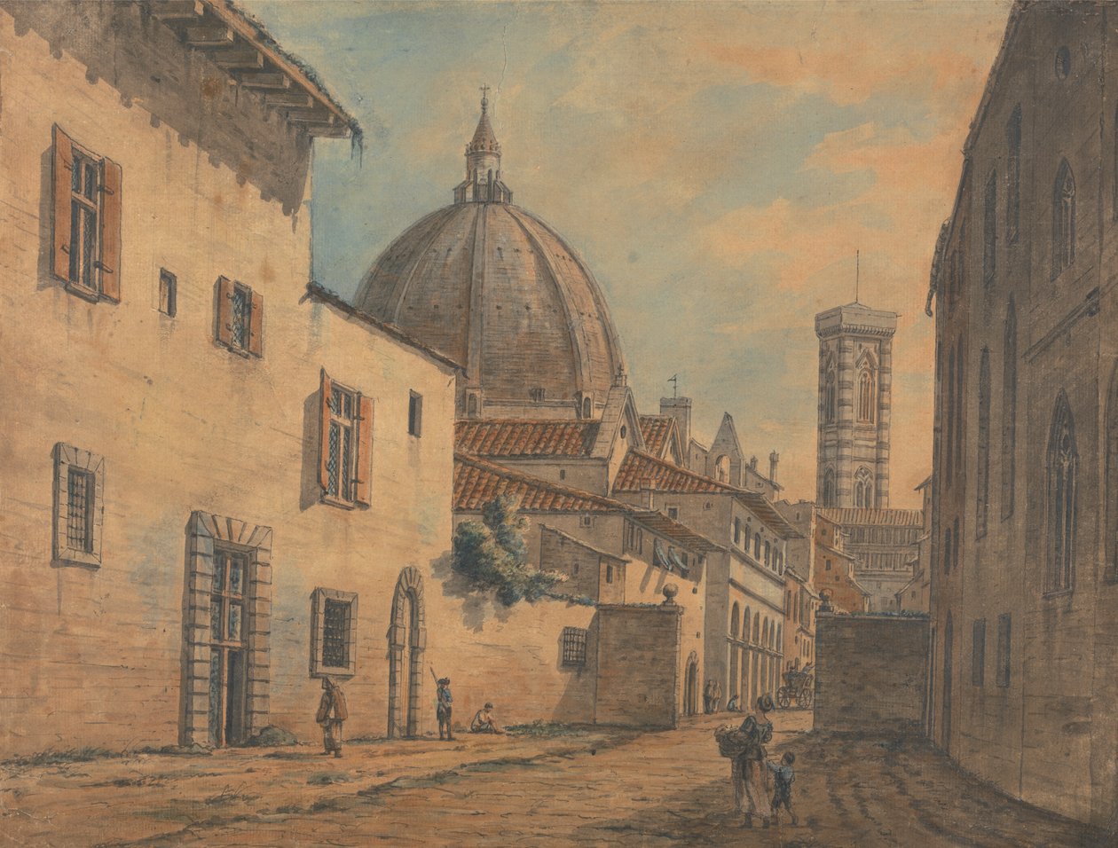 Una calle de Florencia con el Duomo y el Campanile al fondo de William Marlow