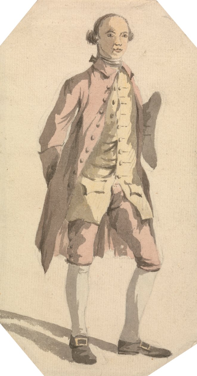 Hombre de cuerpo entero con sombrero tricornio bajo el brazo izquierdo de William Marlow