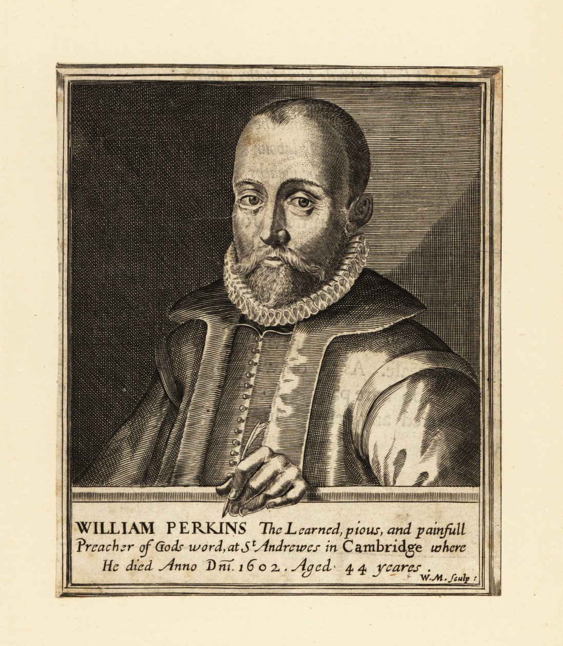 Retrato de William Perkins, clérigo inglés y teólogo de Cambridge de William Marshall